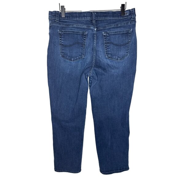 Lee Jeans Women’s 14 Short Straight Leg Relaxed Fit Mid Rise Stretch Denim Blue - Picture 2 of 8